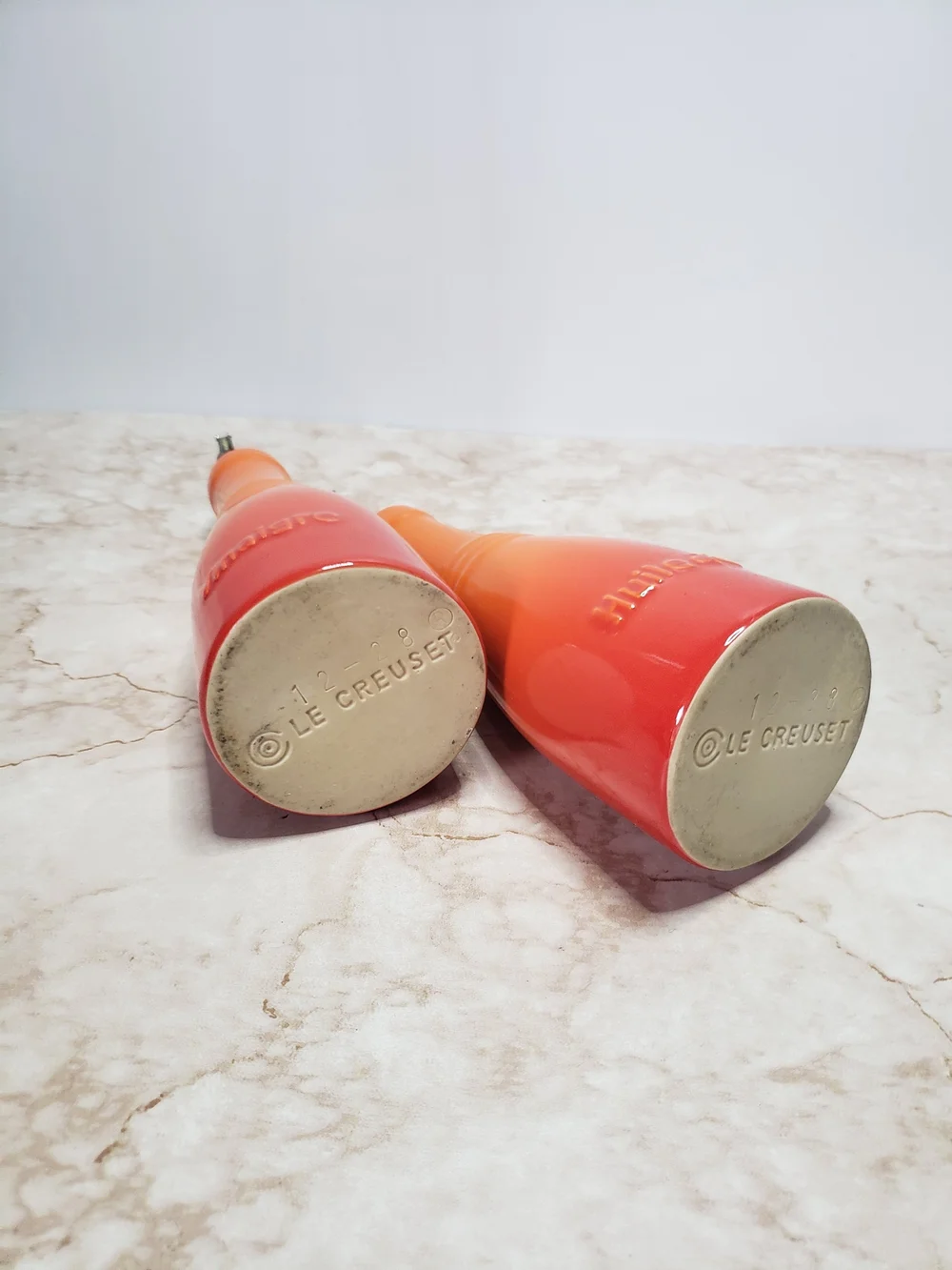 Le Creuset Orange Ceramic Olive Oil and Vinegar Pourer Set